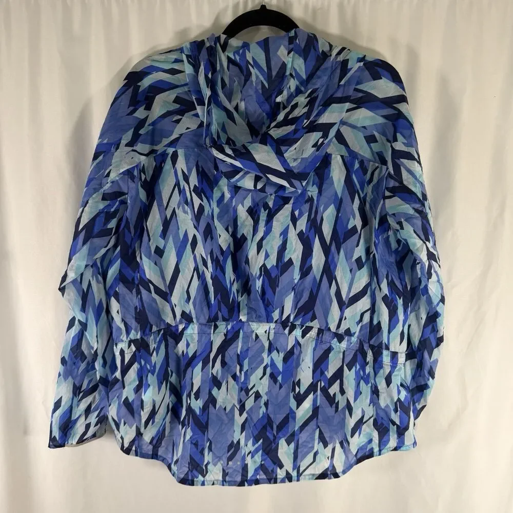 Nike Lightweight Running Jacket Women's XL Blue Hooded Full Zip Pockets Rain